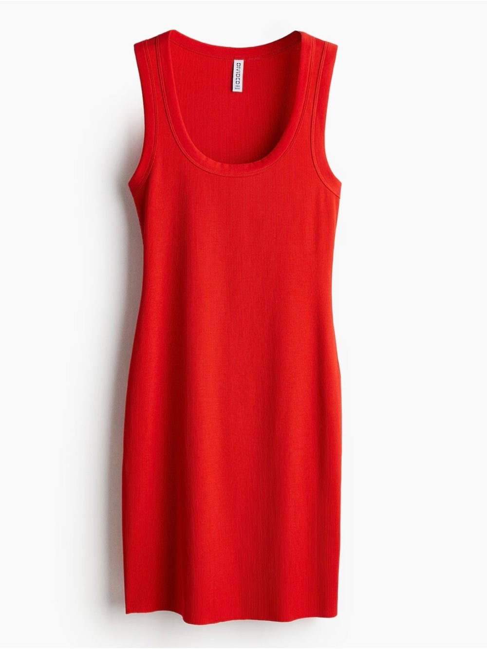 H&M Red Ribbed Mini Tank Dress